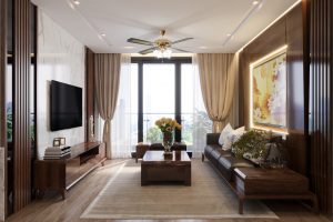 Thiết Kế Nội Thât Căn Hộ Gỗ óc Chó Căn 02 Tòa M2 Vinhomes Metropolis