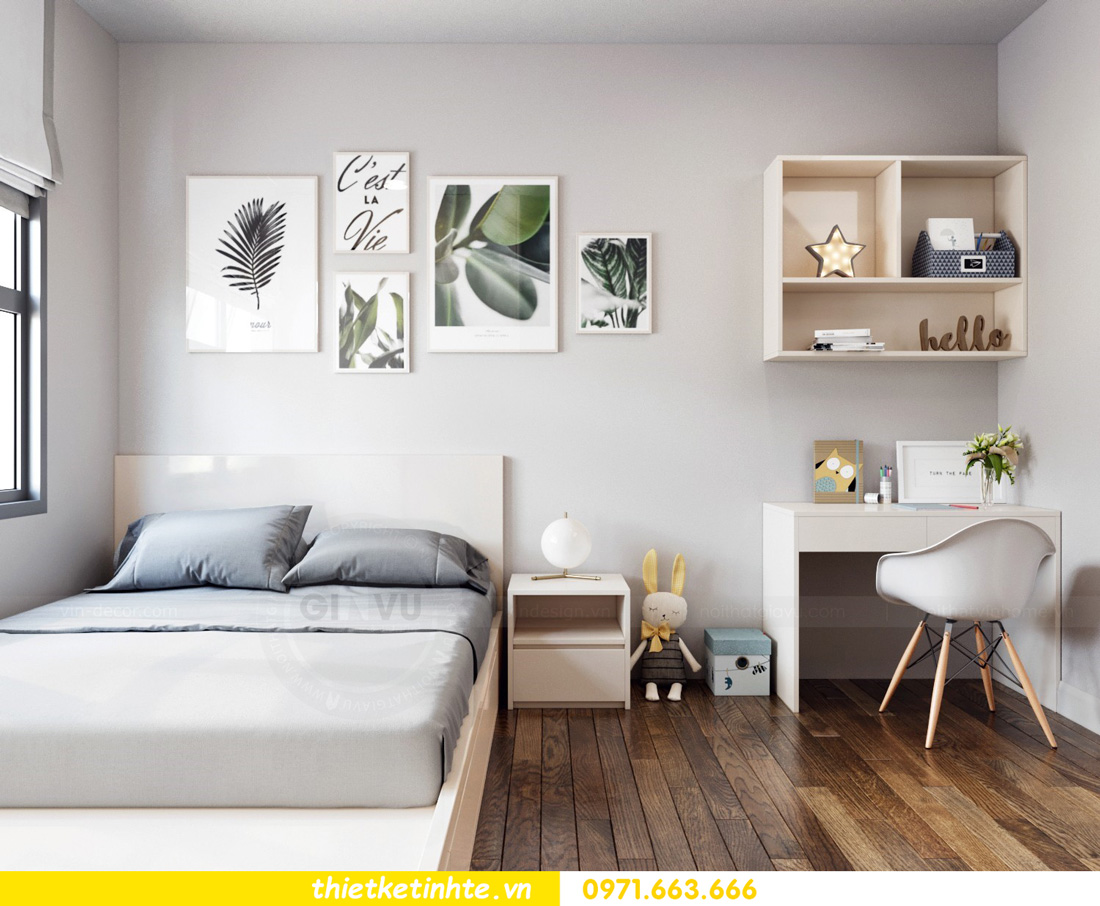 thiết kế nội thất chung cư Vinhomes Smart City nhẹ nhàng, hiện đại 07
