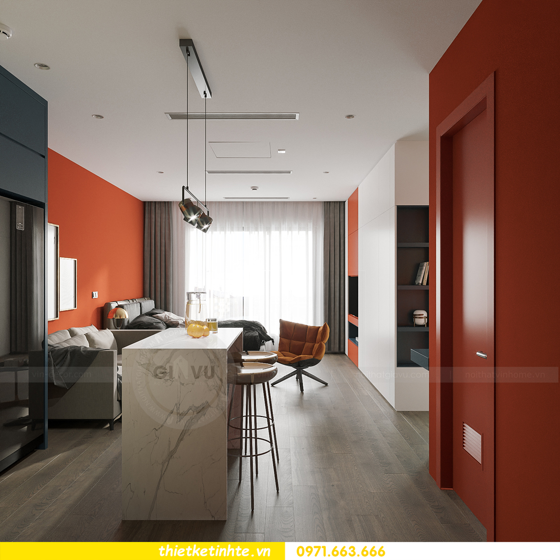 thiết kế nội thất căn hộ Studio tại Vinhomes Smart City 3