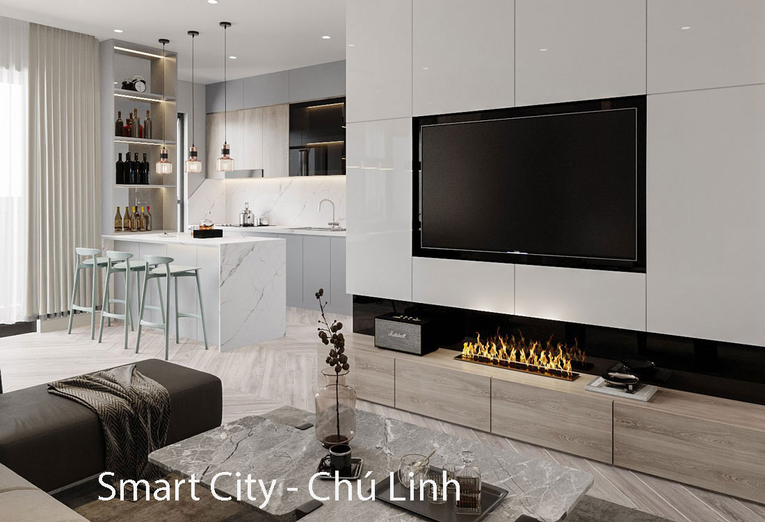 Thiết kế nội thất Smart City tòa S303 căn 15A nhà chú Linh