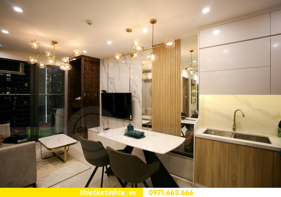 mẫu thiết kế nội thất phòng khách chung cư thực tế tại Smart City 4