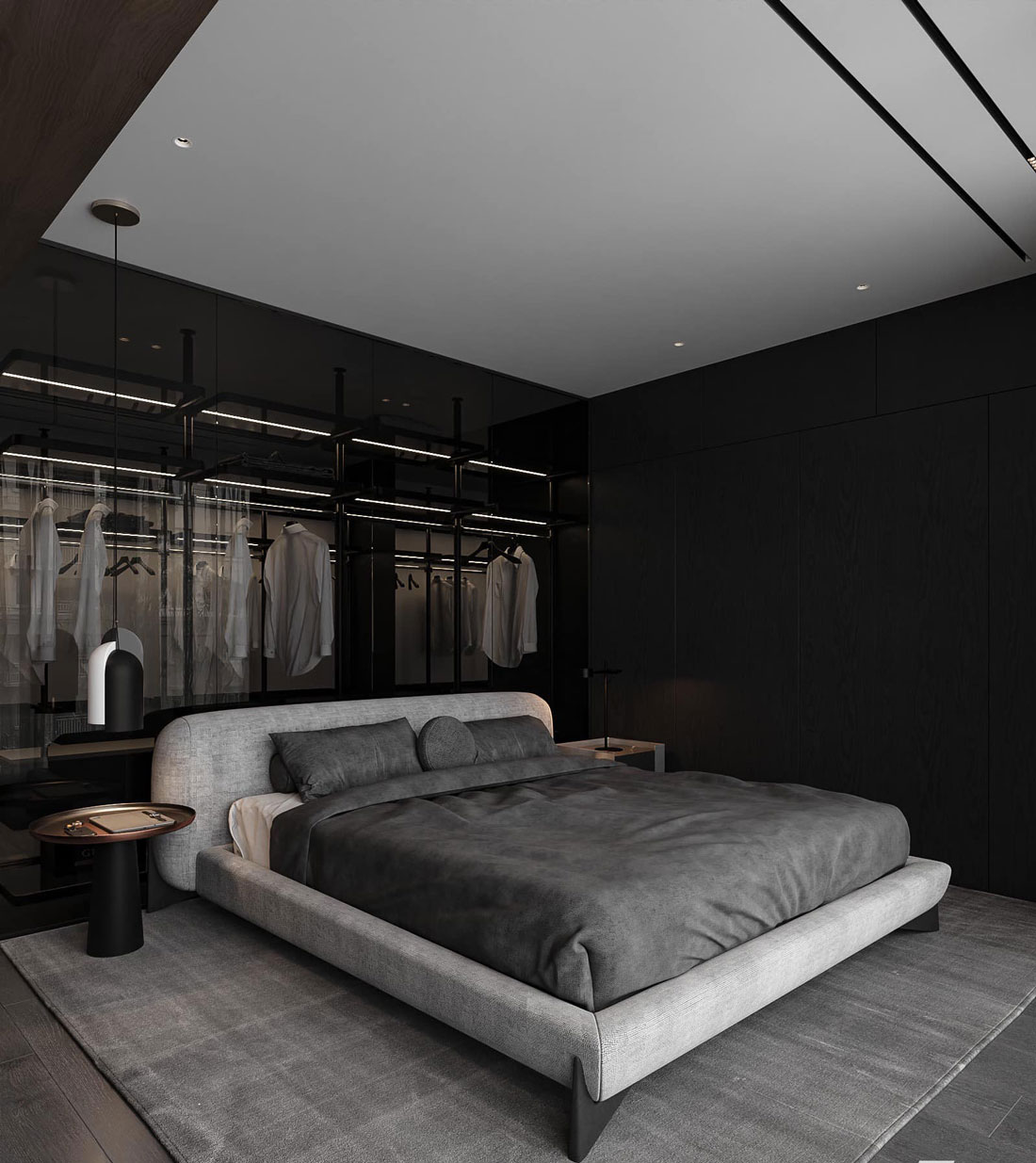 thiết kế nội thất phòng ngủ gam màu xám 2023