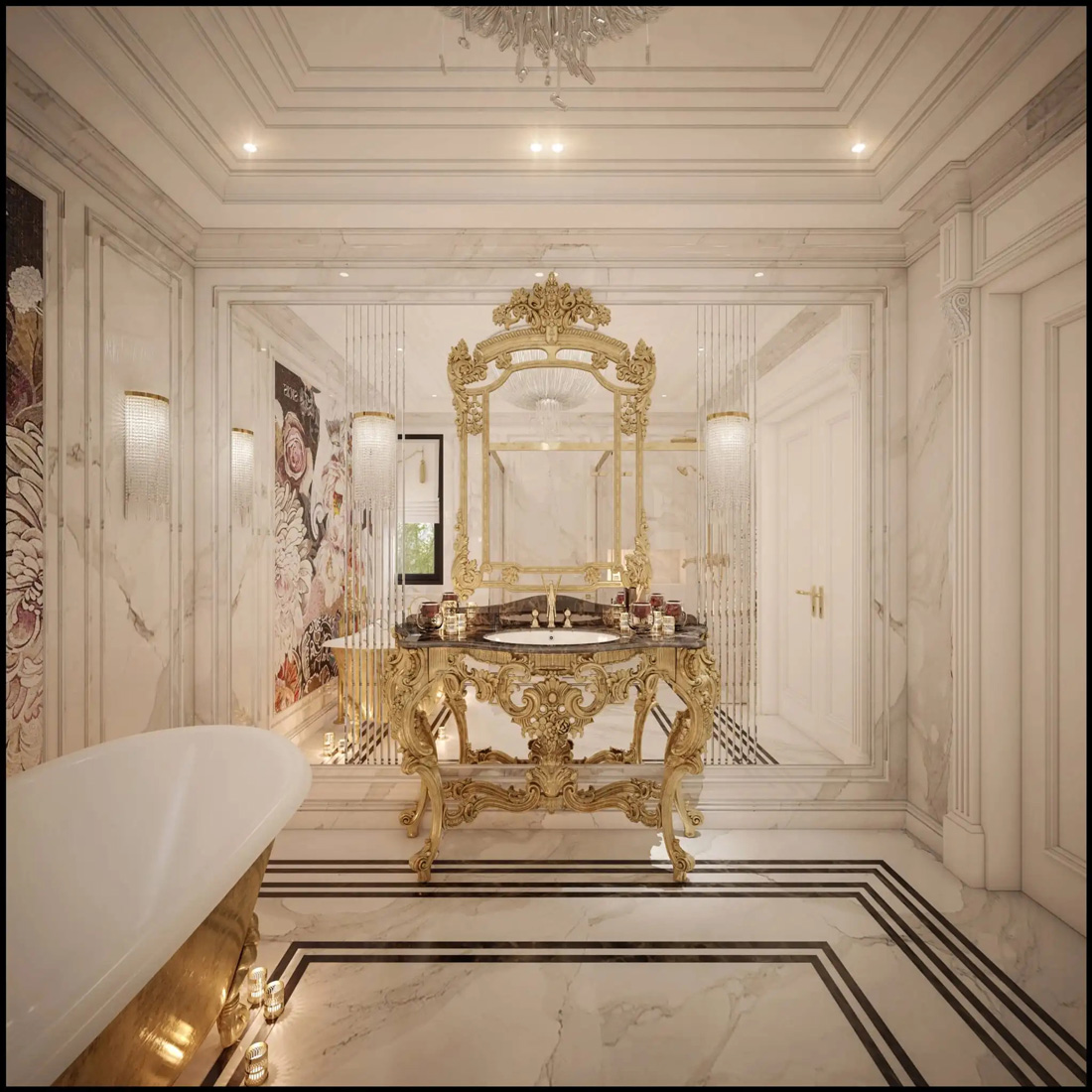 thiết kế phòng tắm luxury hoàng gia