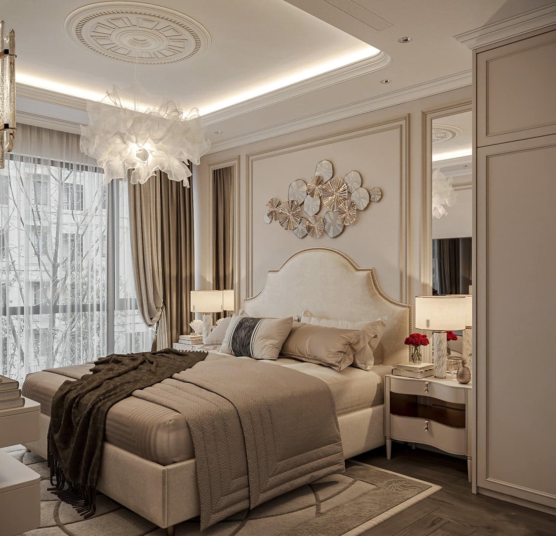 phòng ngủ phong cách luxury sang trọng