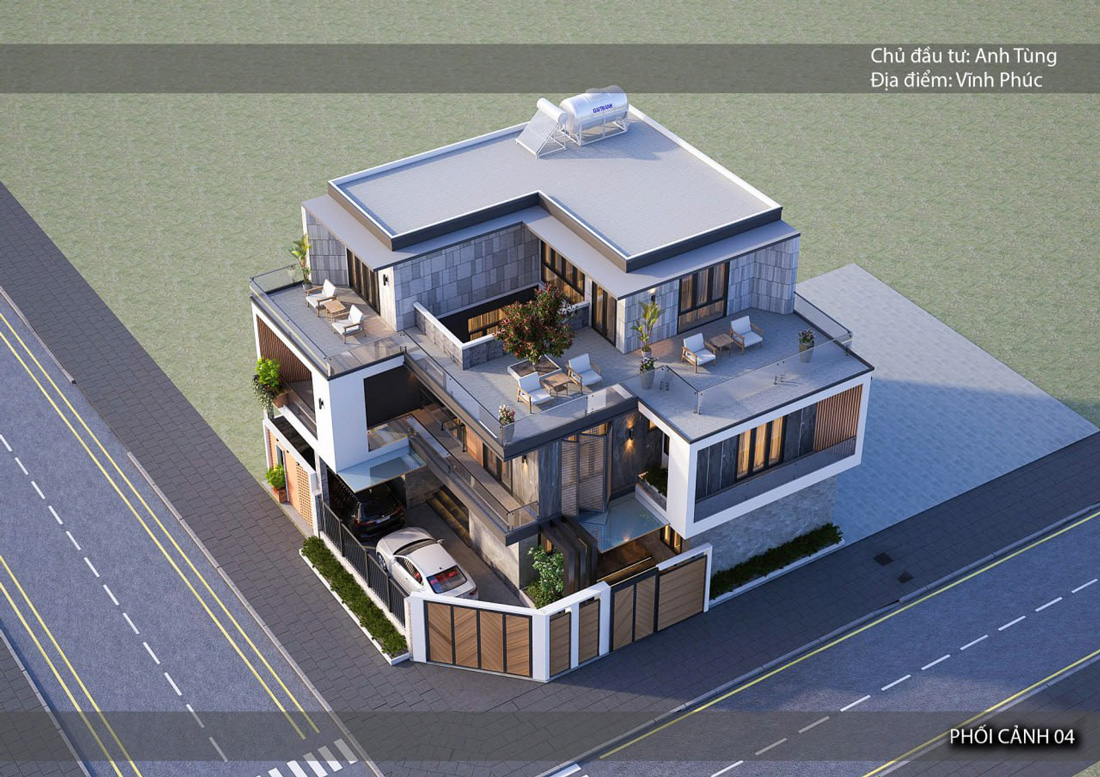 thiết kế biệt thự tại Vĩnh Phúc 3 tầng 400m2 anh Tùng 4