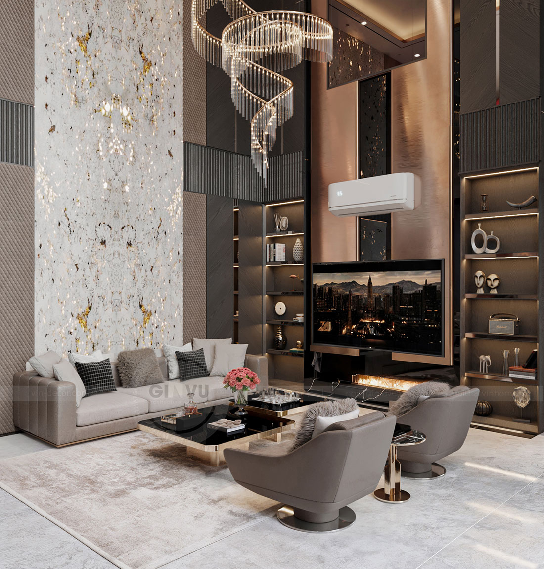 thiết kế biệt thự tại Vĩnh Phúc 3 tầng 400m2 anh Tùng 7