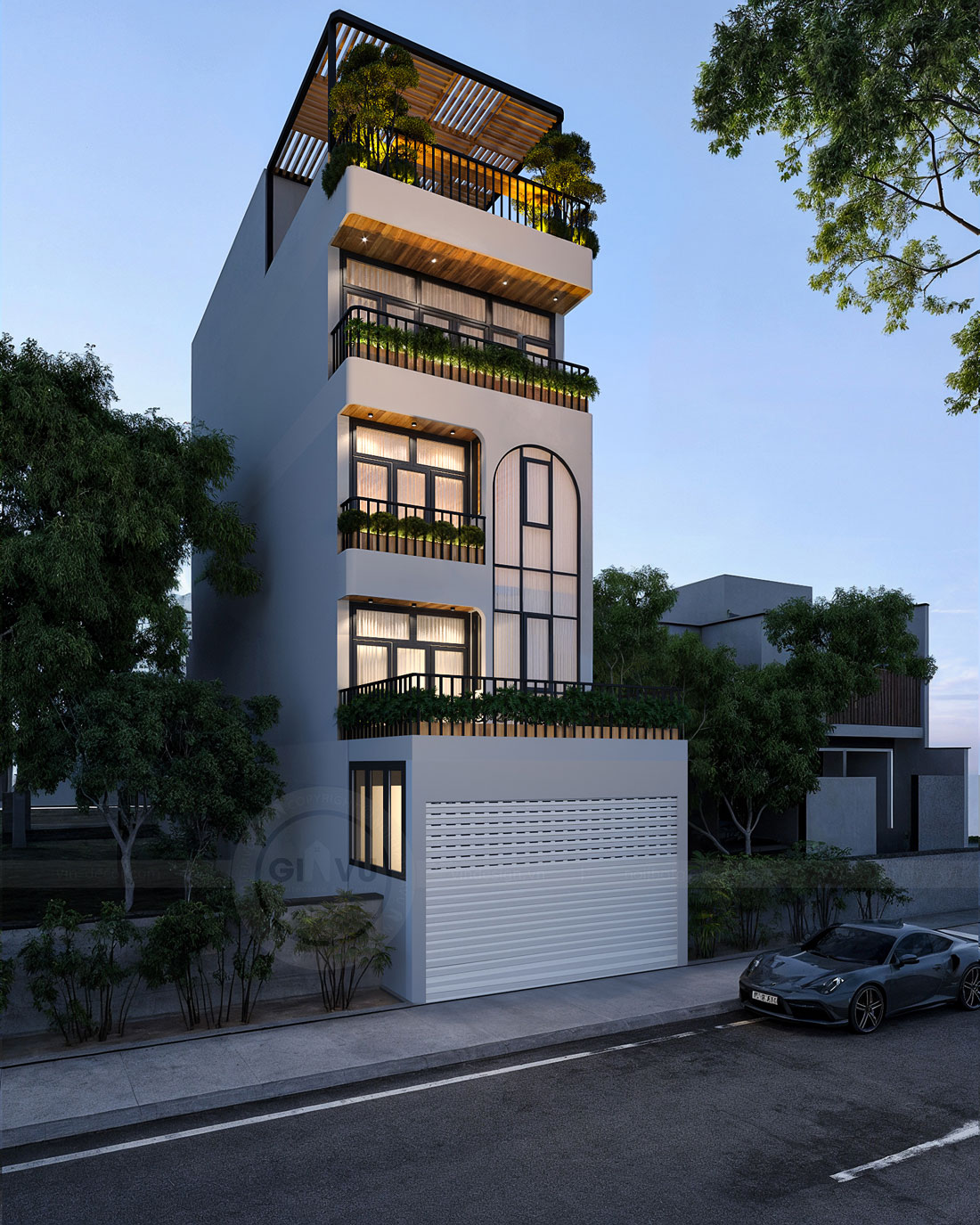 thiết kế nhà phố 5 tầng 100m2 phong cách hiện đại 3