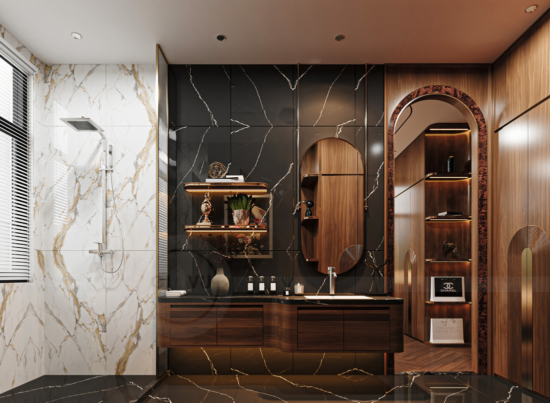 thiết kế nội thất biệt thự nhà vườn gỗ óc chó anh Hoàng 16 thiết kế nội thất biệt thự nhà vườn gỗ óc chó anh Hoàng 16