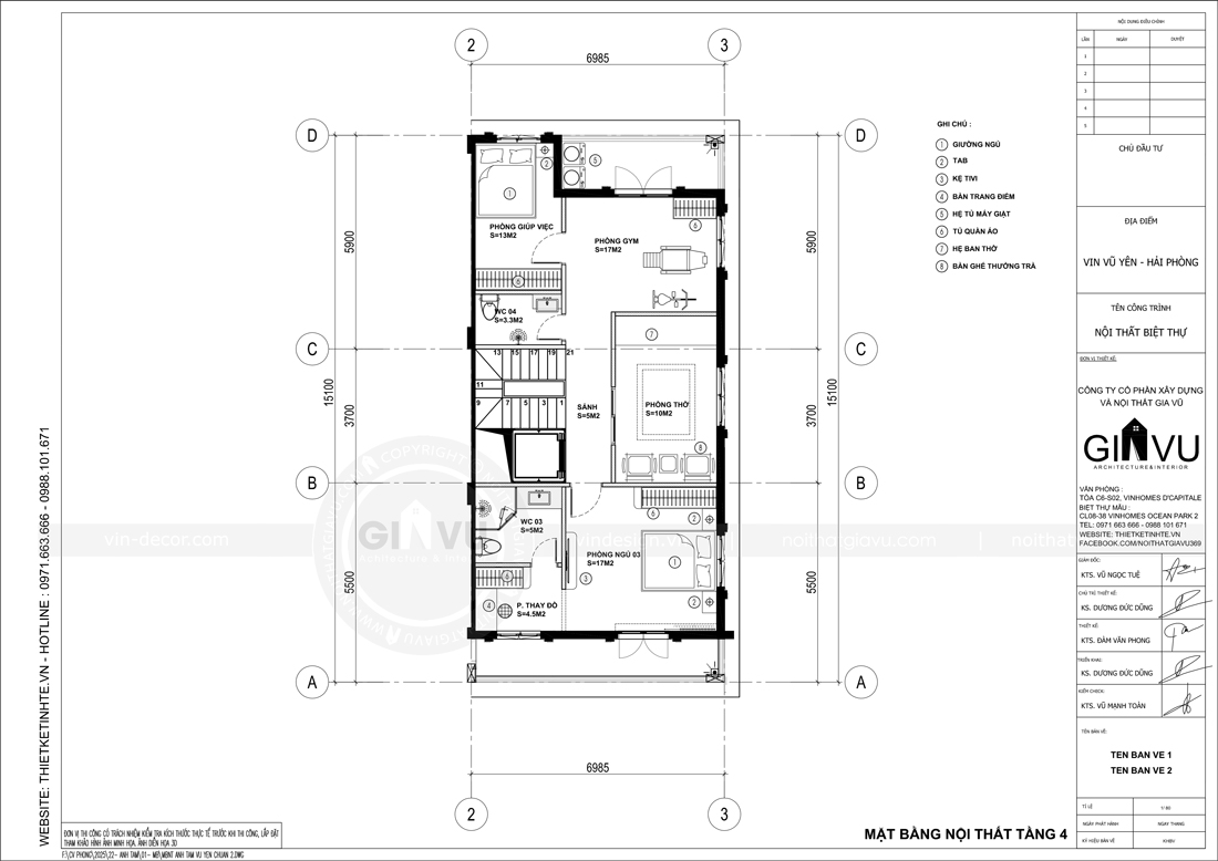 thiết kế nội thất biệt thự Vinhomes Vũ Yên - liền kề 105m2 60