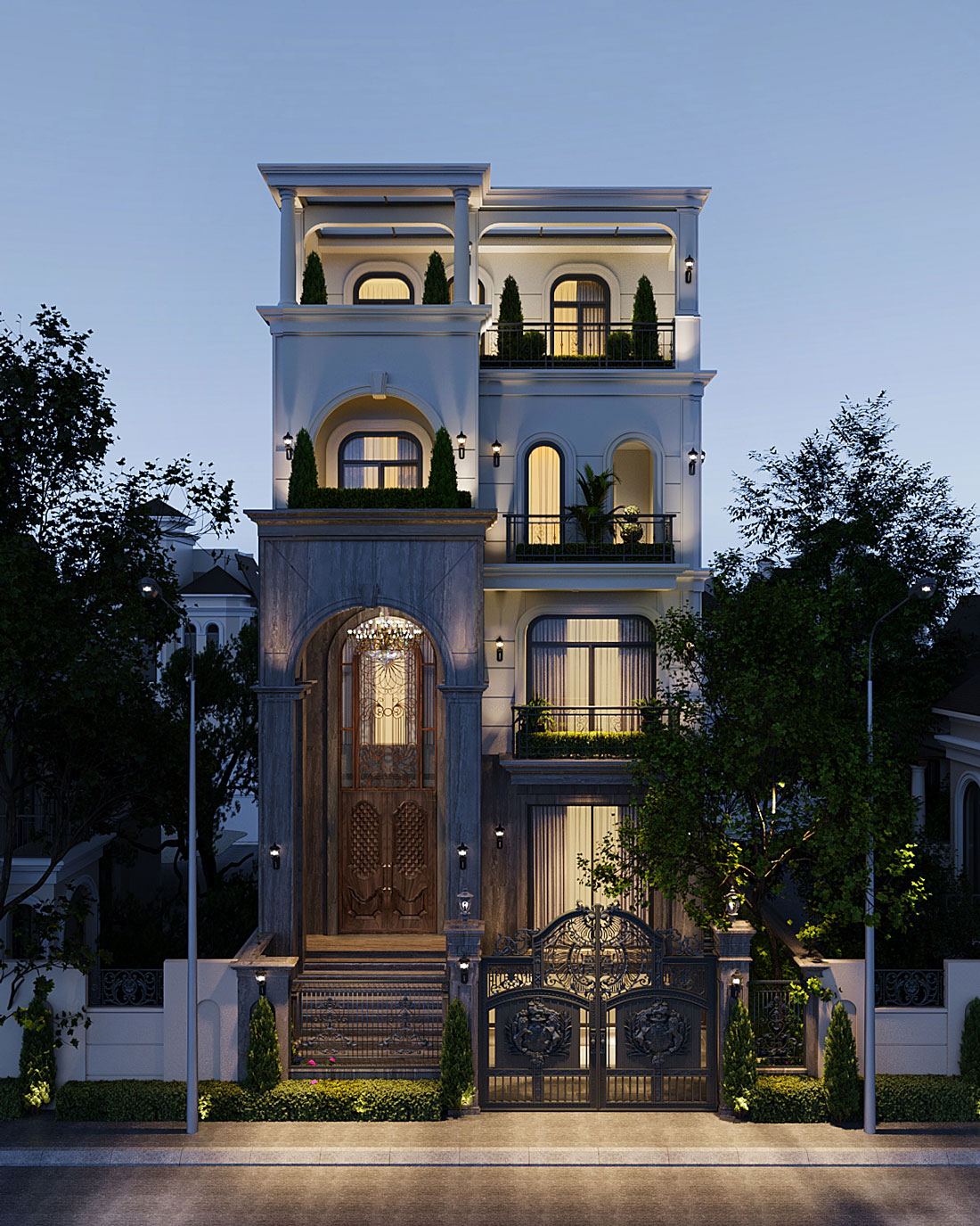 thiết kế thi công biệt thự phố có hầm nhà anh Trung 2