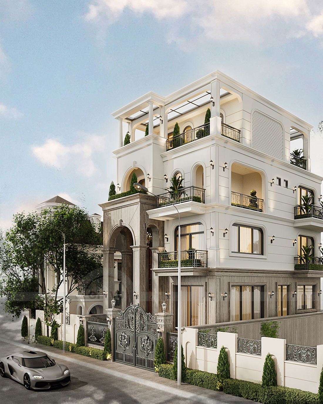 thiết kế thi công biệt thự phố có hầm nhà anh Trung 3