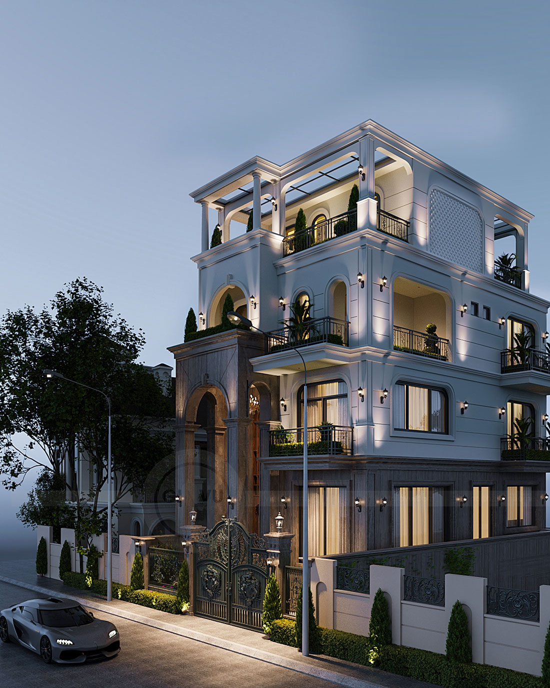 thiết kế thi công biệt thự phố có hầm nhà anh Trung 4