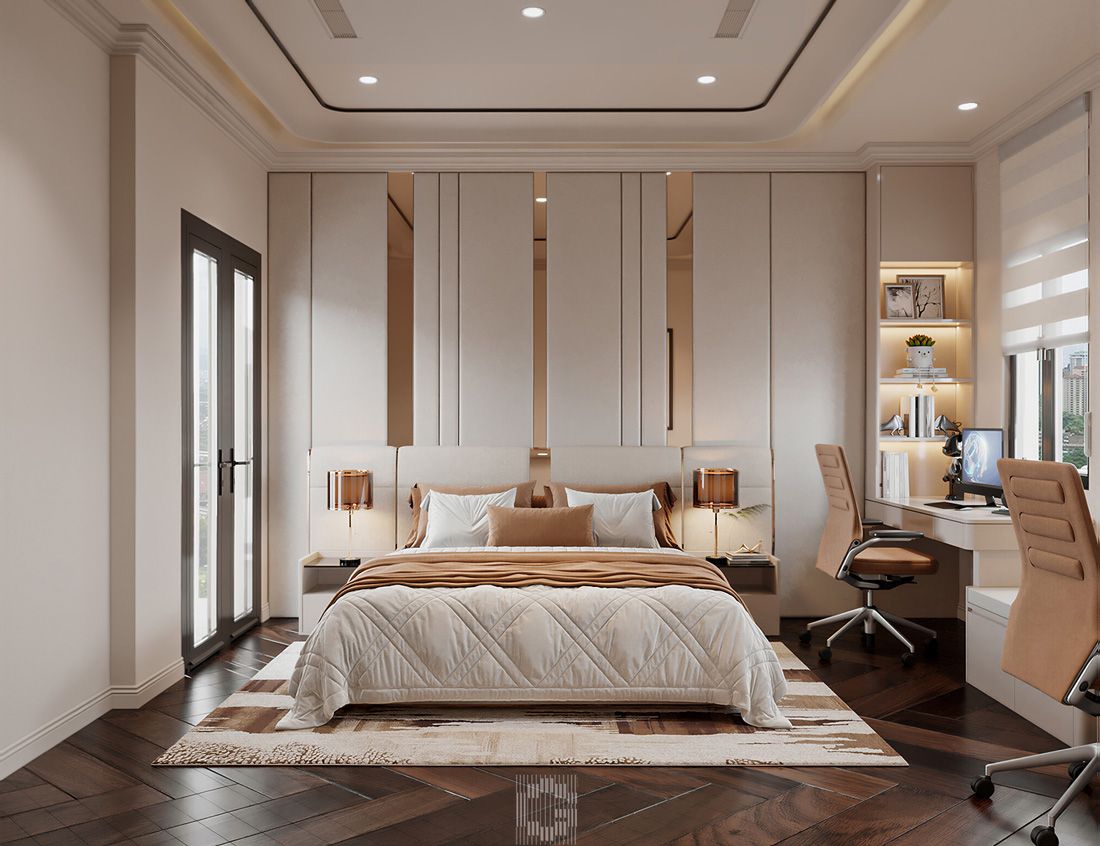 thiết kế hoàn thiện biệt thự An Vượng Villa song lập 150m2 36