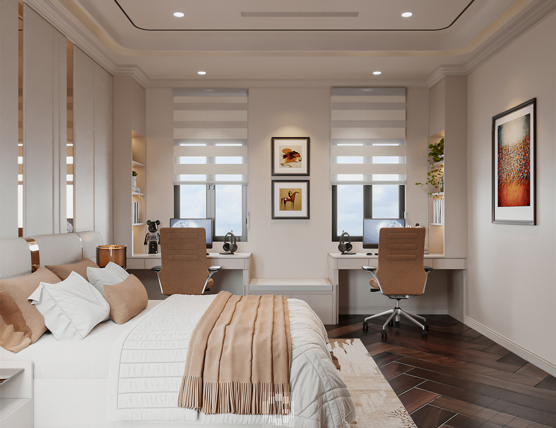 thiết kế hoàn thiện biệt thự An Vượng Villa song lập 150m2 37