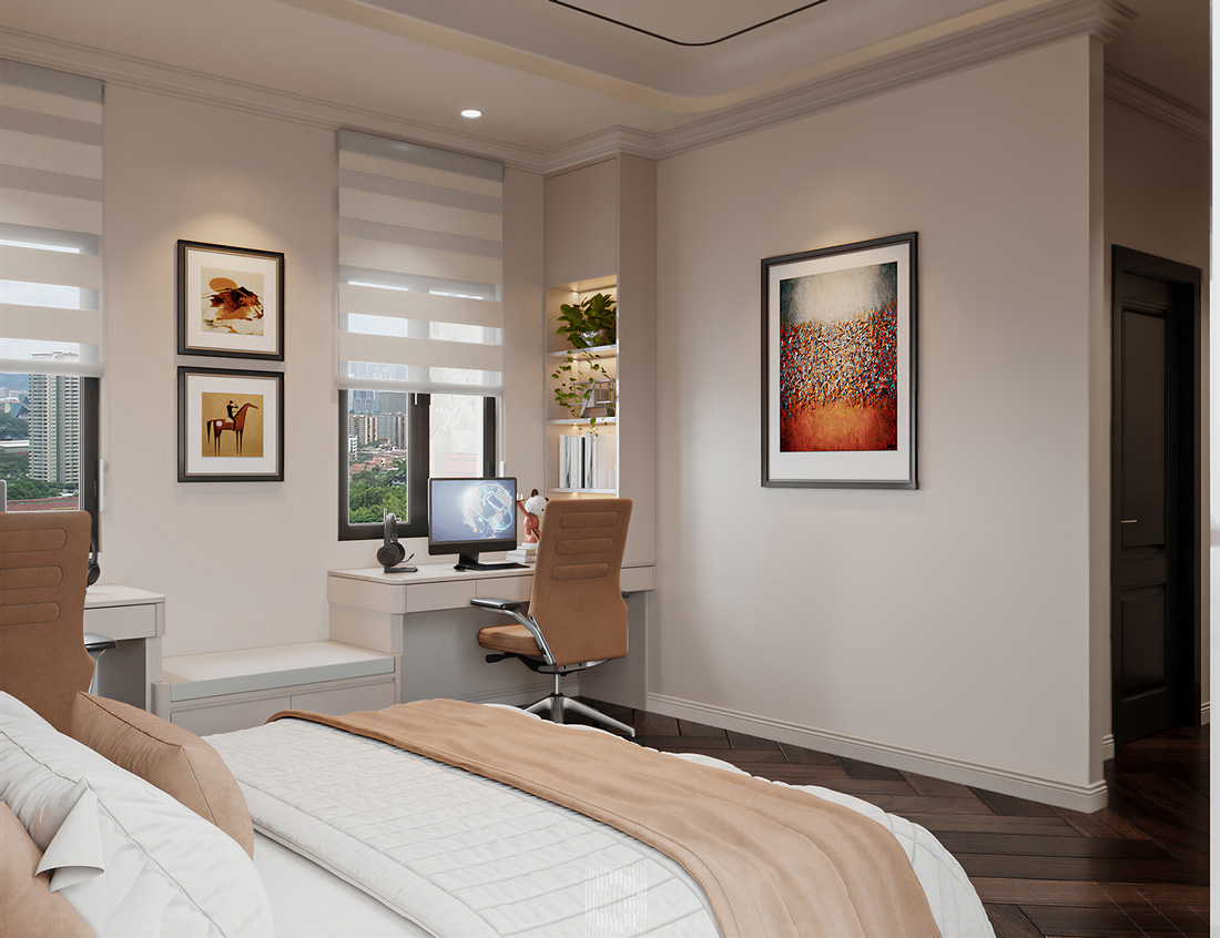 thiết kế hoàn thiện biệt thự An Vượng Villa song lập 150m2 38