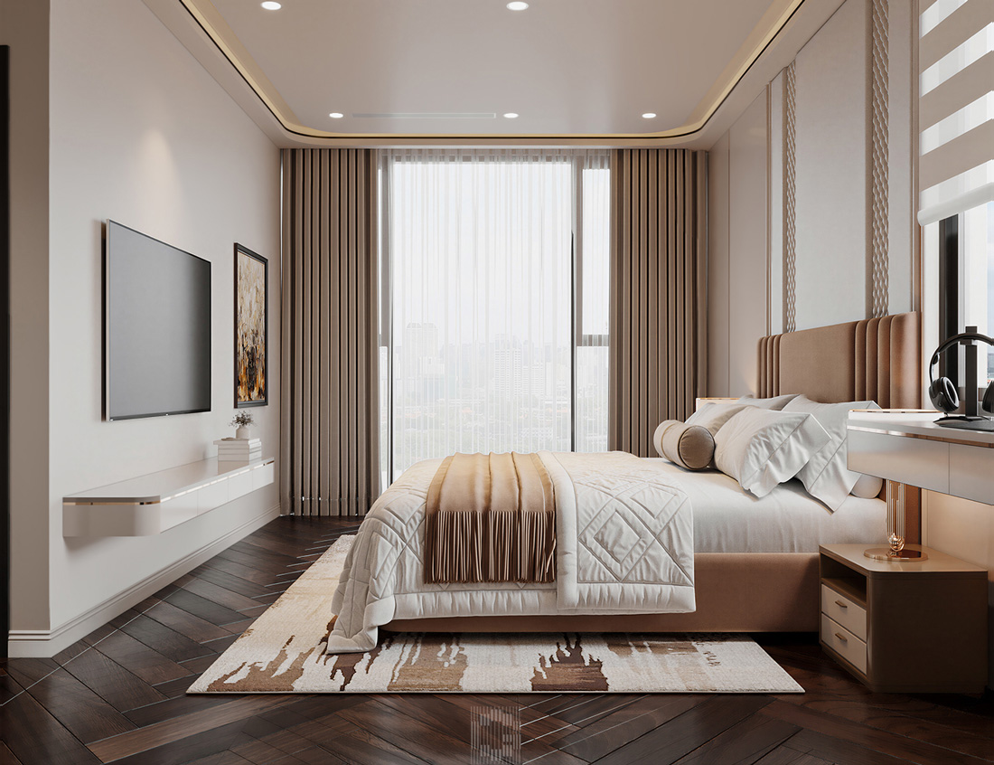 thiết kế hoàn thiện biệt thự An Vượng Villa song lập 150m2 45